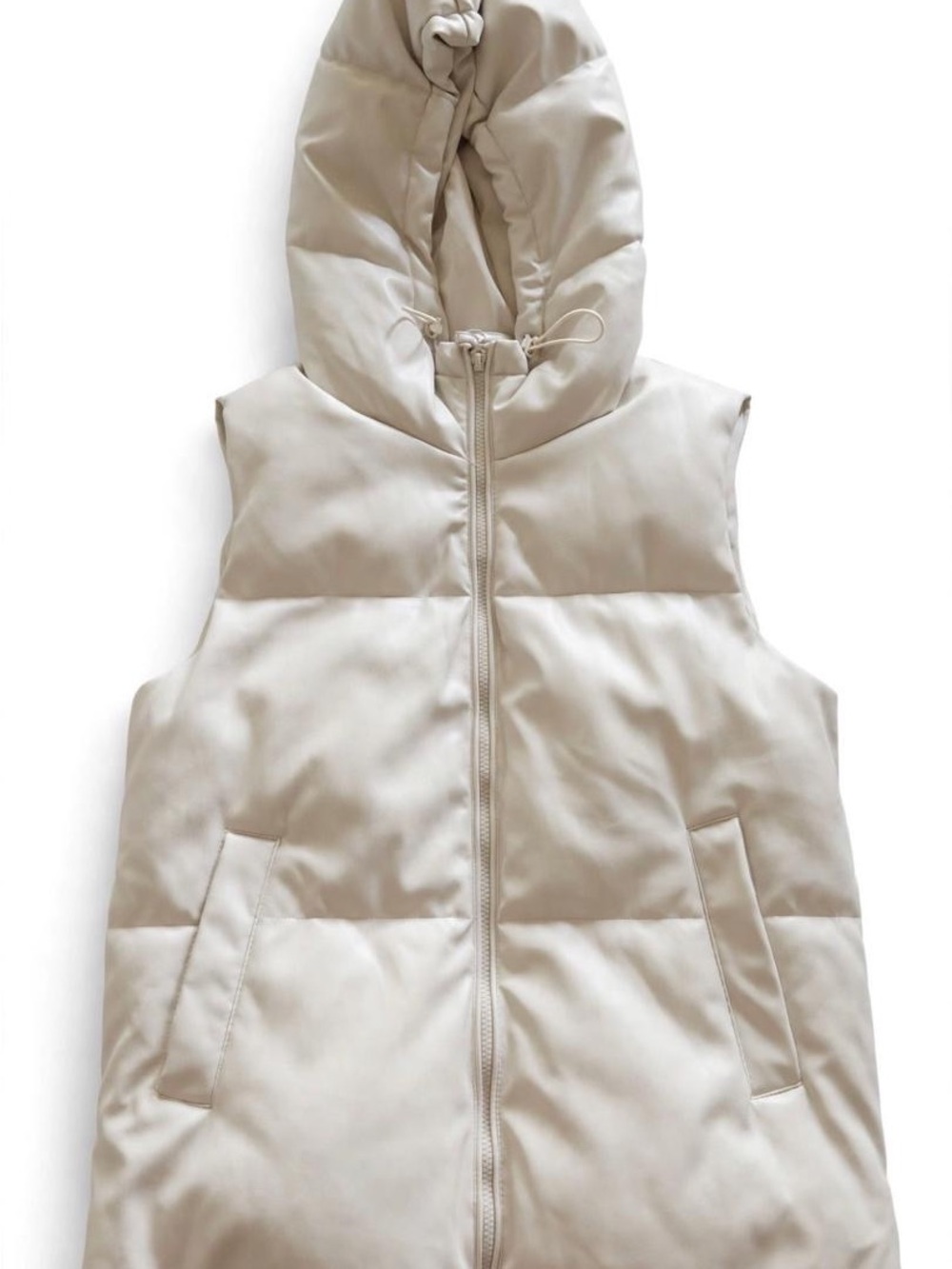 stradivarius Hooded Puffer Vest - Light Beige